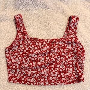 SHEIN Red Floral Crop Top